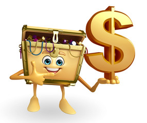 Treasure box character with dollar sign