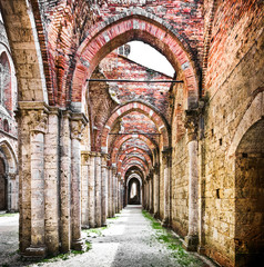 Historic ruins of an abandoned abbey