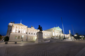 Austrian Parliament Building at night