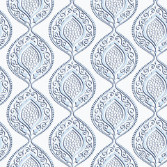 Blue luxury ornamental floral wallpaper