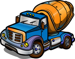 Cartoon concrete mixer. Isolated