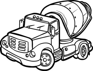 Cartoon concrete mixer. Border