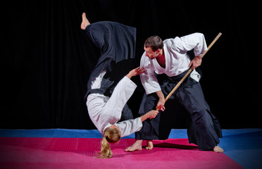 Fight between two aikido fighters