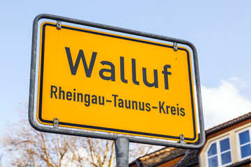 City limit sign Walluf - signage - Germany
