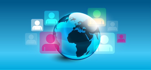 mondo, pianeta, informazione, girotondo, omini, silhouette