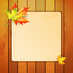 Sheet in a cage with a place for your text decorated with autumn