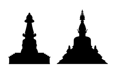 buddhist stupa silhouettes set 1