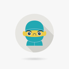 medical people with stethoscopes Flat style Icon with long shado