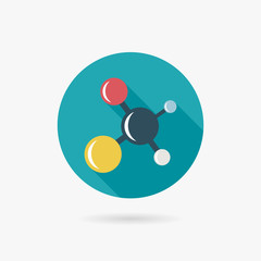 Molecule Flat style Icon with long shadows