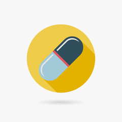 Pills Flat style Icon with long shadows