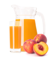 Peach fruit juice in glass jug