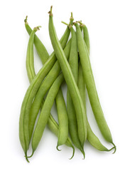 Green beans handful isolated on white background cutout