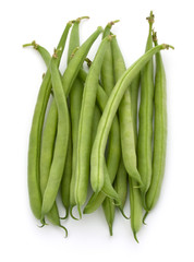 Green beans handful isolated on white background cutout