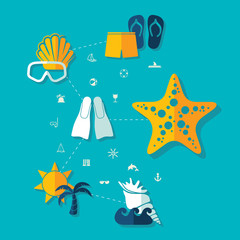 Set of summer tourism icons