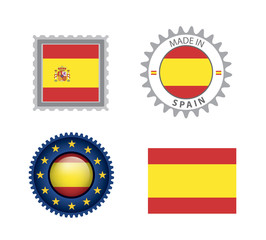 Obraz premium Made in Spain seals, Spanish Flag (vector Art)