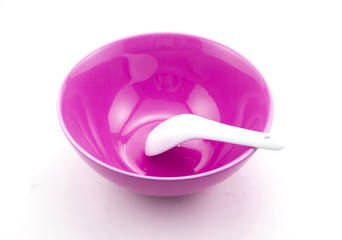 pink bowl, isolated on white