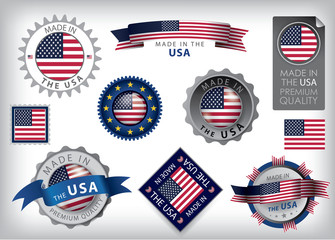 Made in the USA seals, United States Flag, American