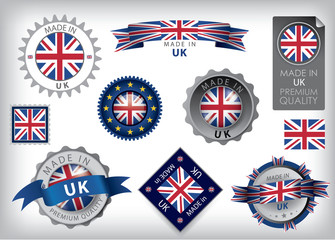 Made in UK Seals, British Flag (VECTOR ART) - obrazy, fototapety, plakaty