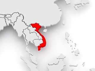 Fototapeta premium Map of worlds. Vietnam.
