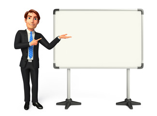 Young Business Man with display board