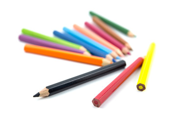 colorful crayon on white background