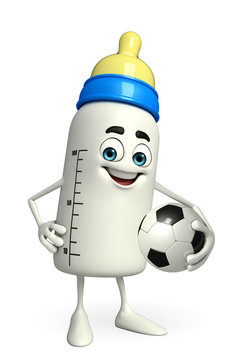 Baby Bottle character with football