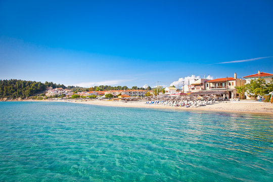 Sivri sand beach on Kassandra peninsula,  Greece.