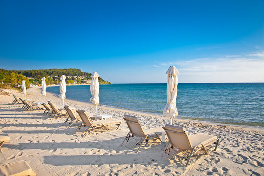 Sani sand beach on Kassandra peninsula,  Greece.