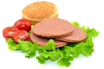 ingredients for a burger - obrazy, fototapety, plakaty