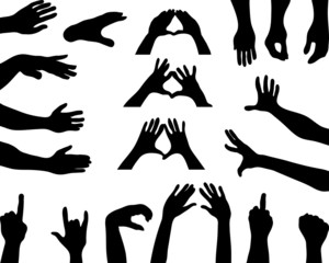 Black silhouettes of hands, vector