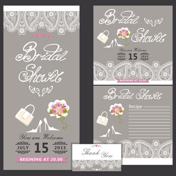 Bridal Shower Design  Template With Paisley Border.eps
