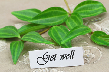 Get well card with green leaves