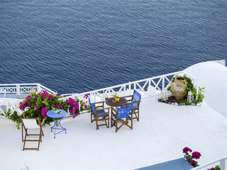 cafe-table on the sea on Santorini