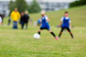 Blurred kids on soccer pitch