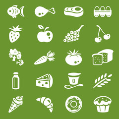 white food icons set