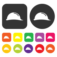 Engineering helmet icon. Engineering symbol. Round and rectangle