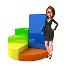 Young Business Woman with business graph