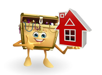 Treasure box character with home