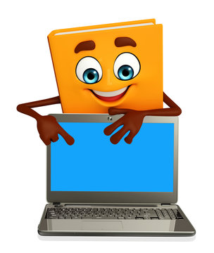Book Character with laptop