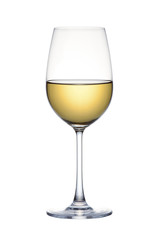 White wine in glass isolated over white background