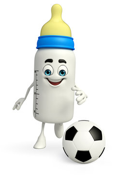 Baby Bottle character with football