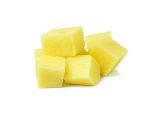 Fresh Potatoes with cut or diced isolated on white