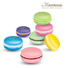 Tasty colorful french macaroons vector