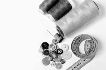 sewing utensils in black and white