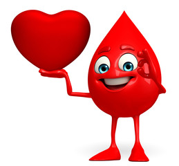 Blood Drop Character with heart
