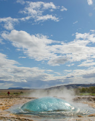 Strokkur Geyser while erupting
