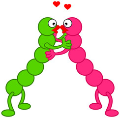 2 caterpillars full of love