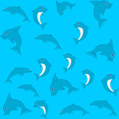 pattern for wrapping paper and filled with dolphin