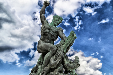 Statue over danube in Budapest