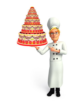 Young chef with cake